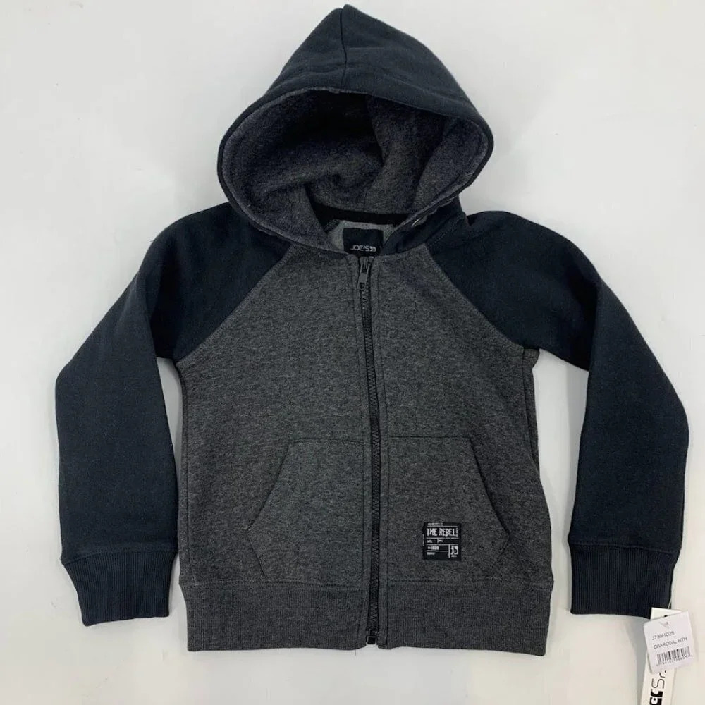 Joe's Kids Boys Gray Full Zip Long Sleeve Hooded Jacket Size 4 NWT